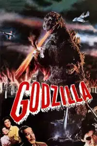 A godzilla movie poster with the title of godzilla.