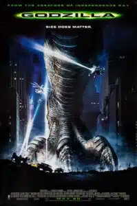 A godzilla raids again poster with the movie title.
