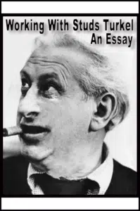 A man smoking a cigar with the word " an essay " written above him.