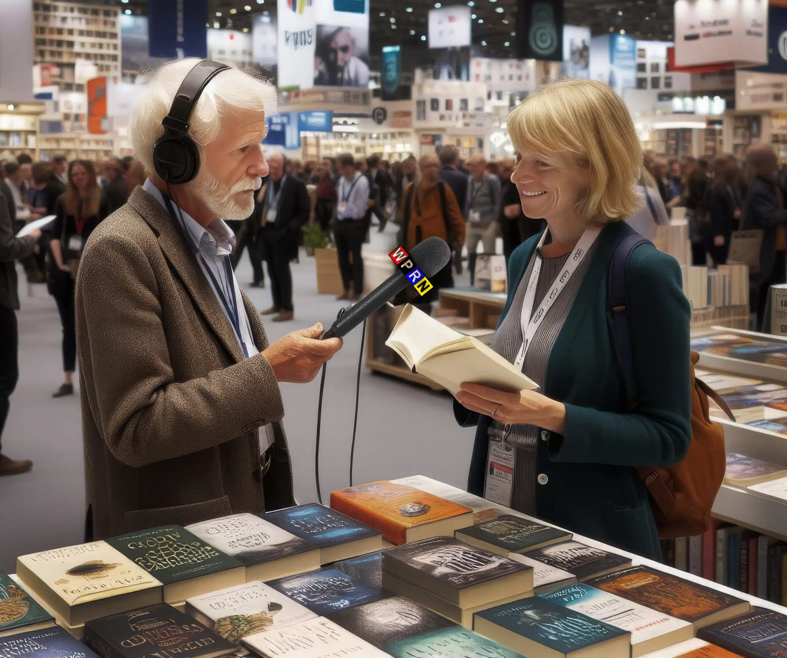 A man and woman are talking to each other.