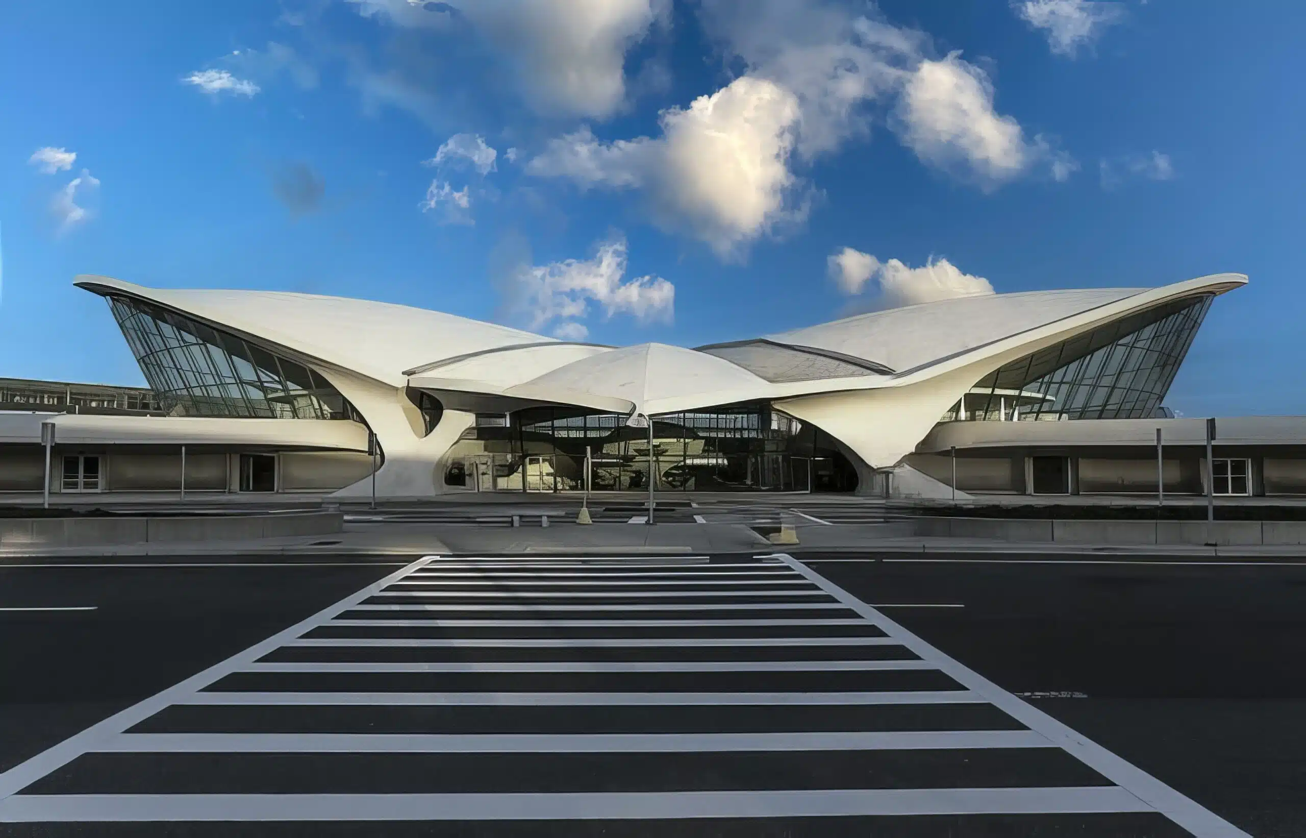 A large building with a sky background