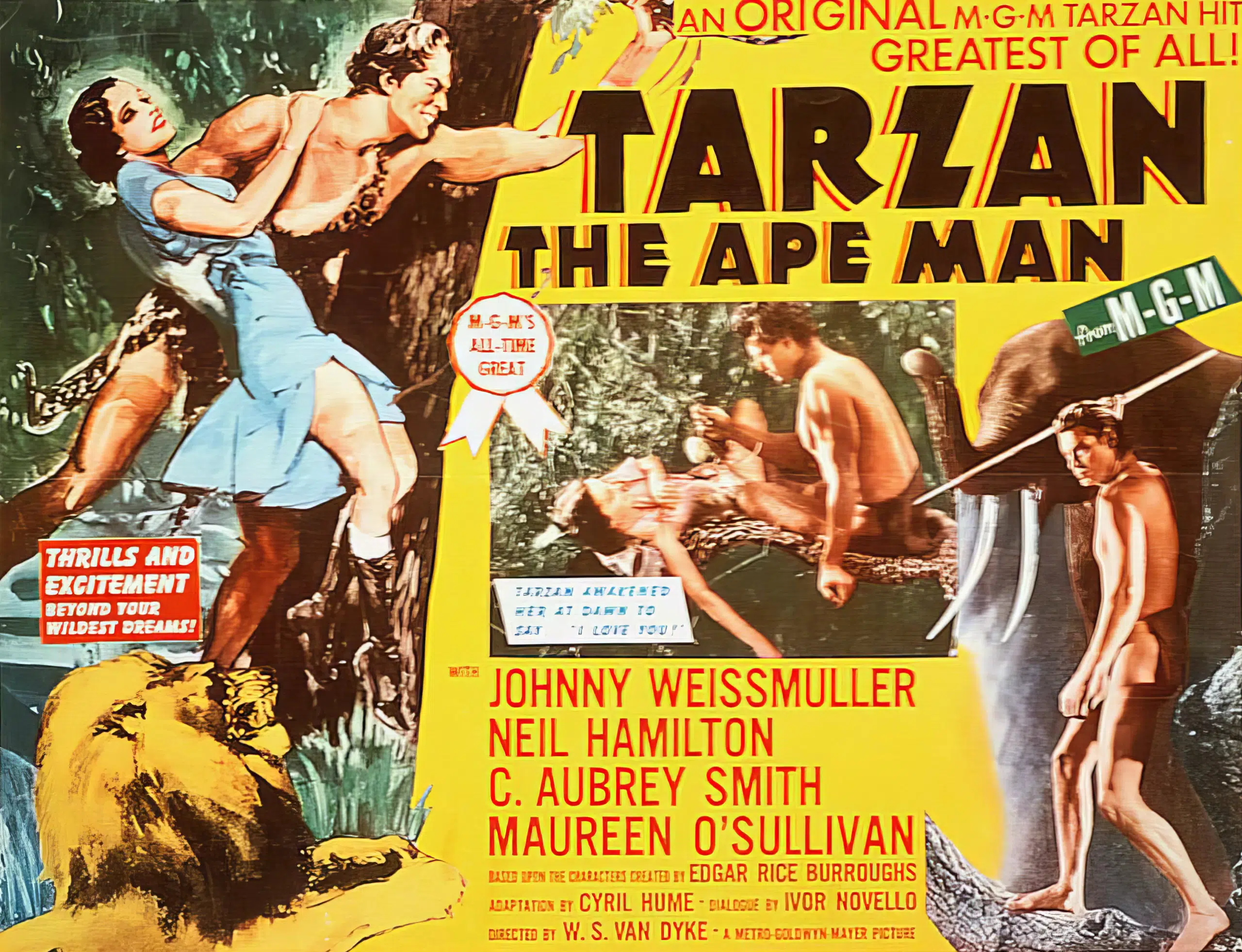 A poster of tarzan and the ape man.