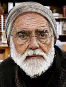 A man with white beard and glasses wearing a hat.