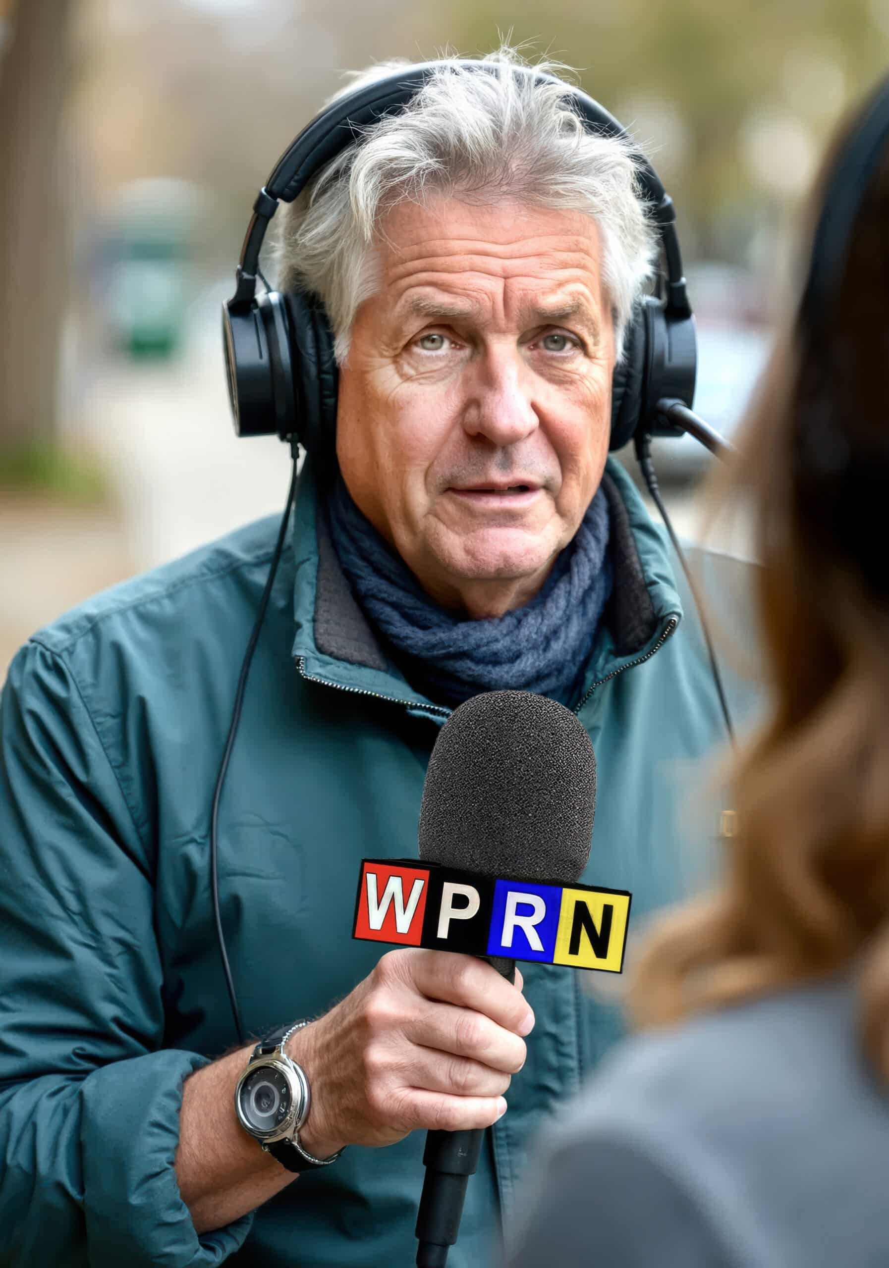 A man wearing headphones and holding a microphone.